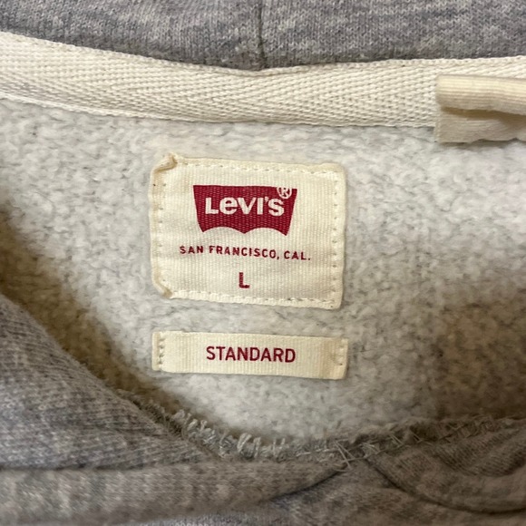 Levi's Large Logo Pullover Hoodie Sweatshirt Gray Size Large - Picture 3 of 5